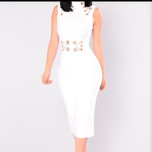 Gold chained white dress